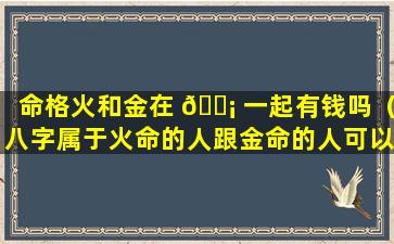 命格火和金在 🐡 一起有钱吗（八字属于火命的人跟金命的人可以结婚吗）